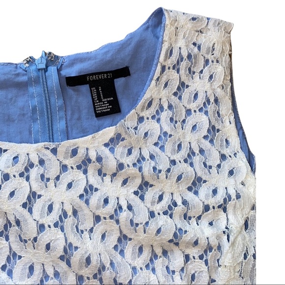 Lace White + Blue Peplum Top | Forever 21 | Small - Picture 3 of 6